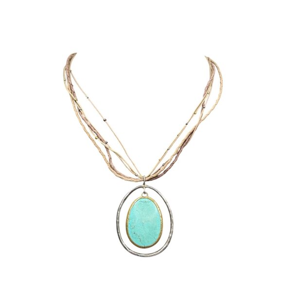 Silpada Jewelry - Silpada Pendant Howlite Necklace Leather Turquoise Tone Sterling Silver N1804